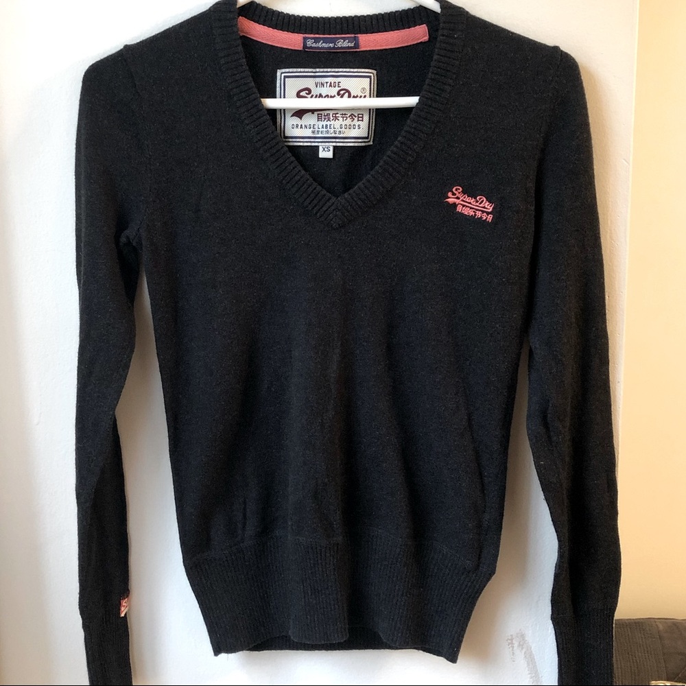 Superdry V-neck Cashmere Blend Sweater Sz XS